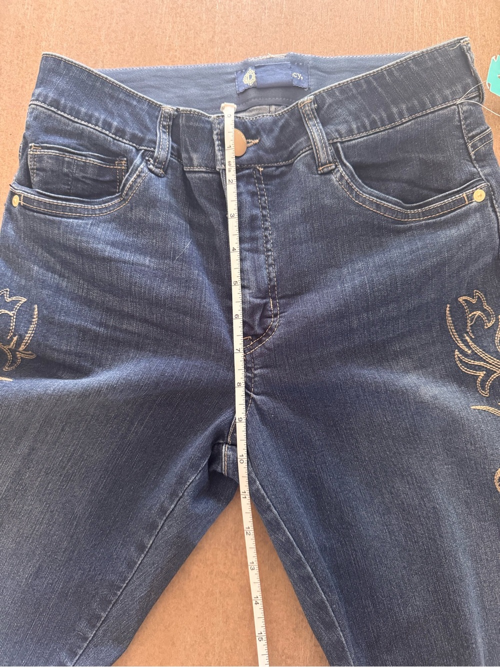 Democracy Navy Ankle Jeans with Gold Side Embroidery - Picture 9 of 9